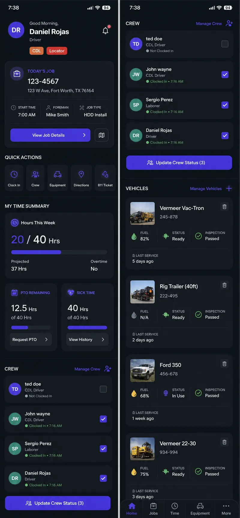 Employee screen